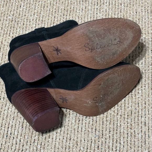 Splendid Lakota Suede Ankle Booties Size 7 Women's Black Leather Distressed - Picture 9 of 10